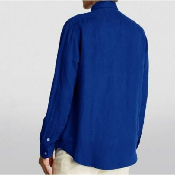 Polo Ralph Lauren Blue Linen Casual Button-Down Long sleeve Shirt Size 12 - Picture 8 of 13